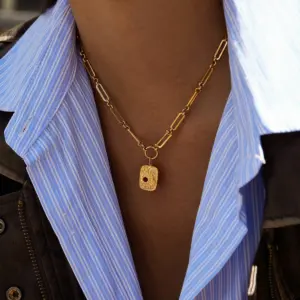 Elegant Gold-Tone Floral Stainless Steel Necklace 9 A362818f29f314003a20b53ba286f1b7dz