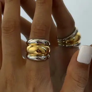 Stainless Steel Gold Tone Geometric Ring 12 A36f8c6c6004143b8a8c3e2c5342f15b48