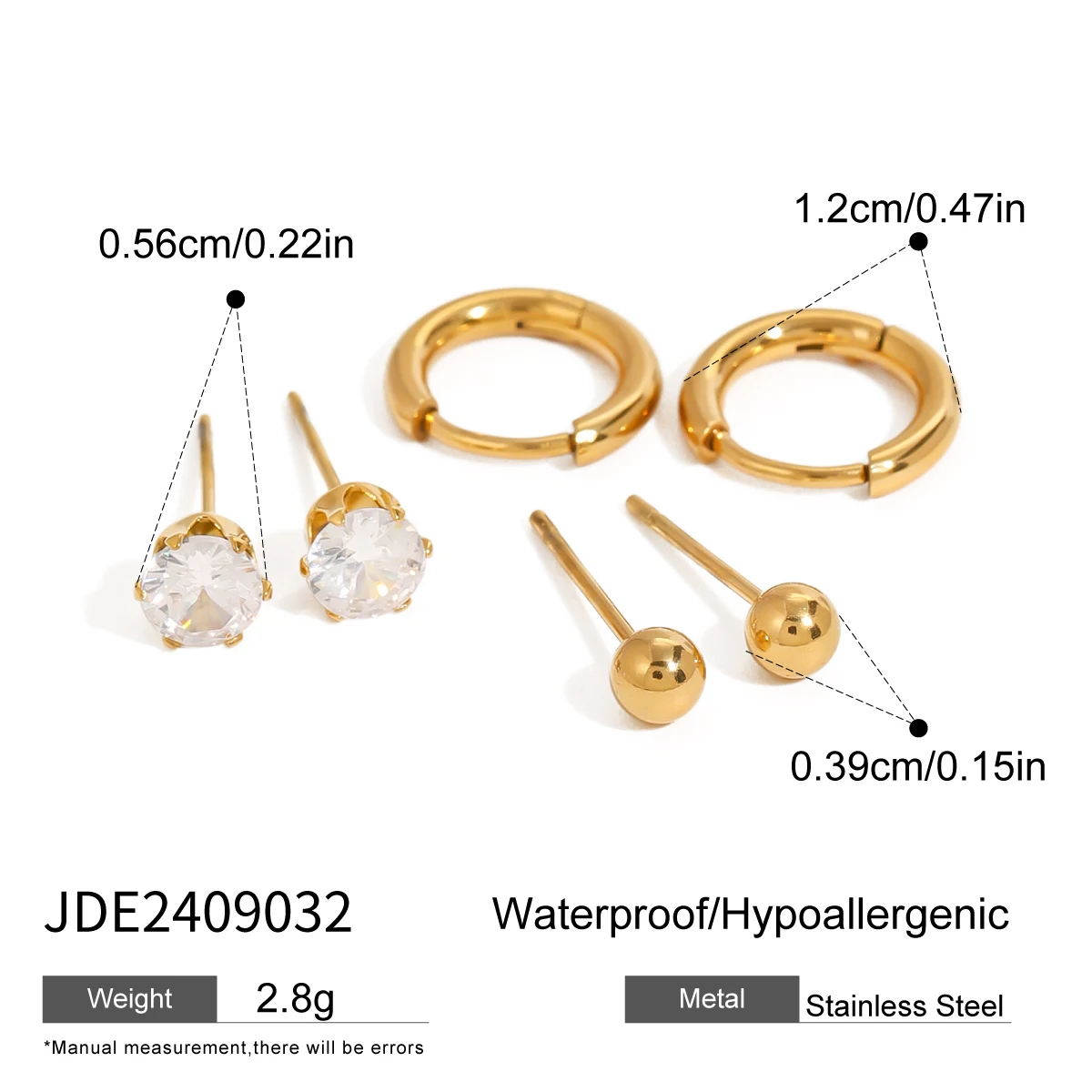 Stainless Steel Gold Earrings Set JDE2409032 6 Stainless Steel Gold Earrings Set JDE2409032 - Image 6