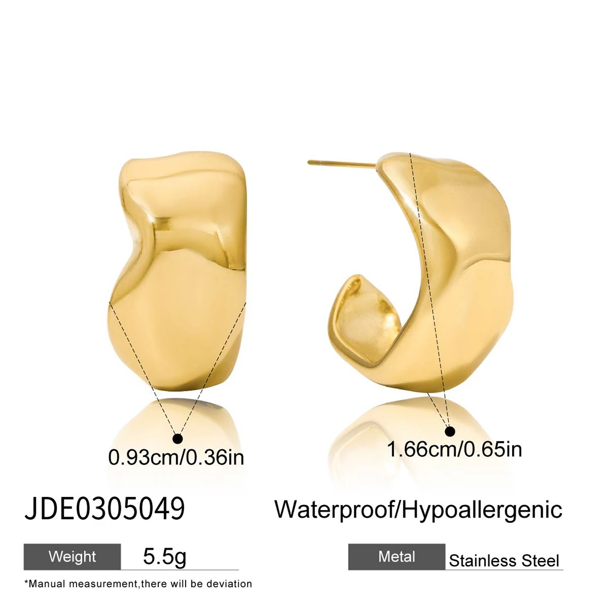 Modern Stainless Steel Gold Earrings JDE0305032 9 Modern Stainless Steel Gold Earrings JDE0305032 - Image 9