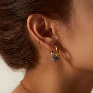 Stainless Steel Gold-Tone Hoop Earrings 12 A3cc920f168d84978b062adc0bbb2d1a1p