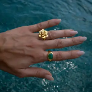 Gold-Color Stainless Steel Rose Ring 8 A3db10cddc5ee47a0a1653e14354cb79ac