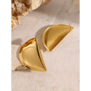 Bold Gold Stainless Steel Demi-Lune Earrings 7 A3ebf4ad410204911b30d7d4ae8da4a9cH