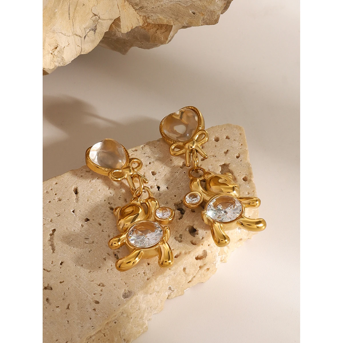 Gold-Tone Stainless Steel Hoop Earrings Set 4 Gold-Tone Stainless Steel Hoop Earrings Set - Image 4