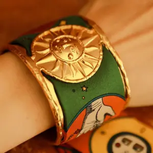 Vibrant Stainless Steel Sunburst Cuff Bracelet