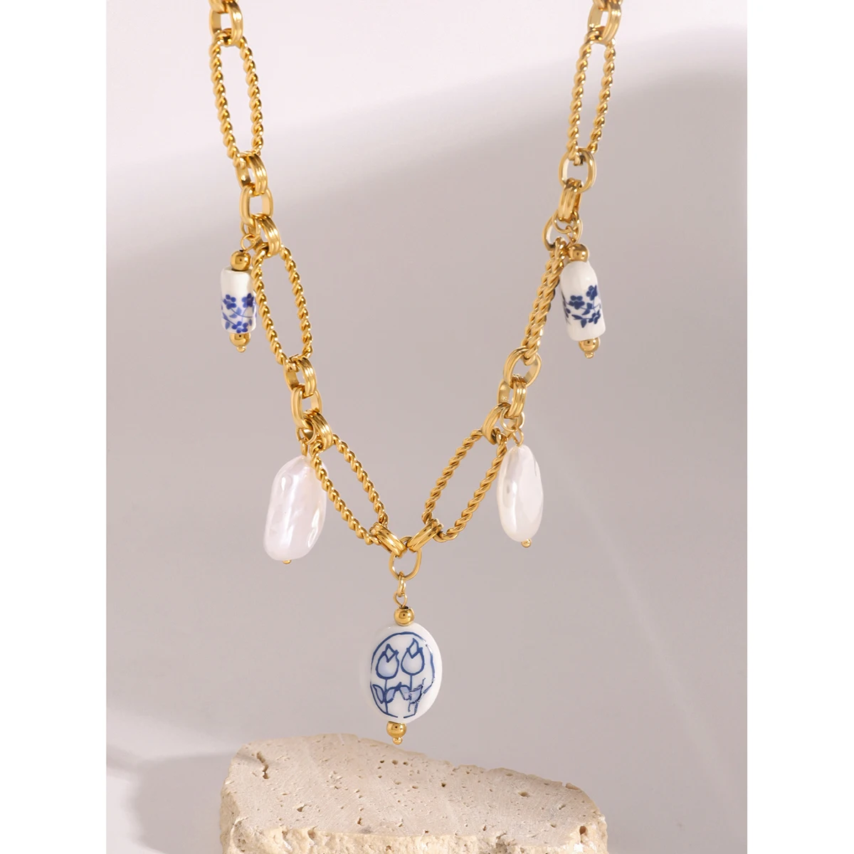 Stainless Steel Gold Necklace 47+5cm for Women 5 Stainless Steel Gold Necklace 47+5cm for Women - Image 5