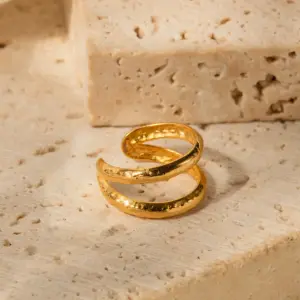 Gold Stainless Steel Double Circular Earrings 8 A441297c0374b4a7ea7a04606132c575aK