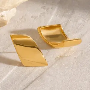 Stainless Steel Gold-Trapezoidal Earrings for Women 8 A4832dcecb4ce4b6481c4dec68b43f6c9A