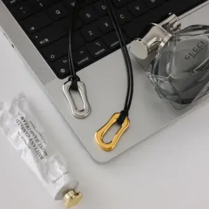 Stainless Steel Gold-Tone Necklace with Black Rope 12 A4baa0c51e143464e9ceb01d6452953b3U