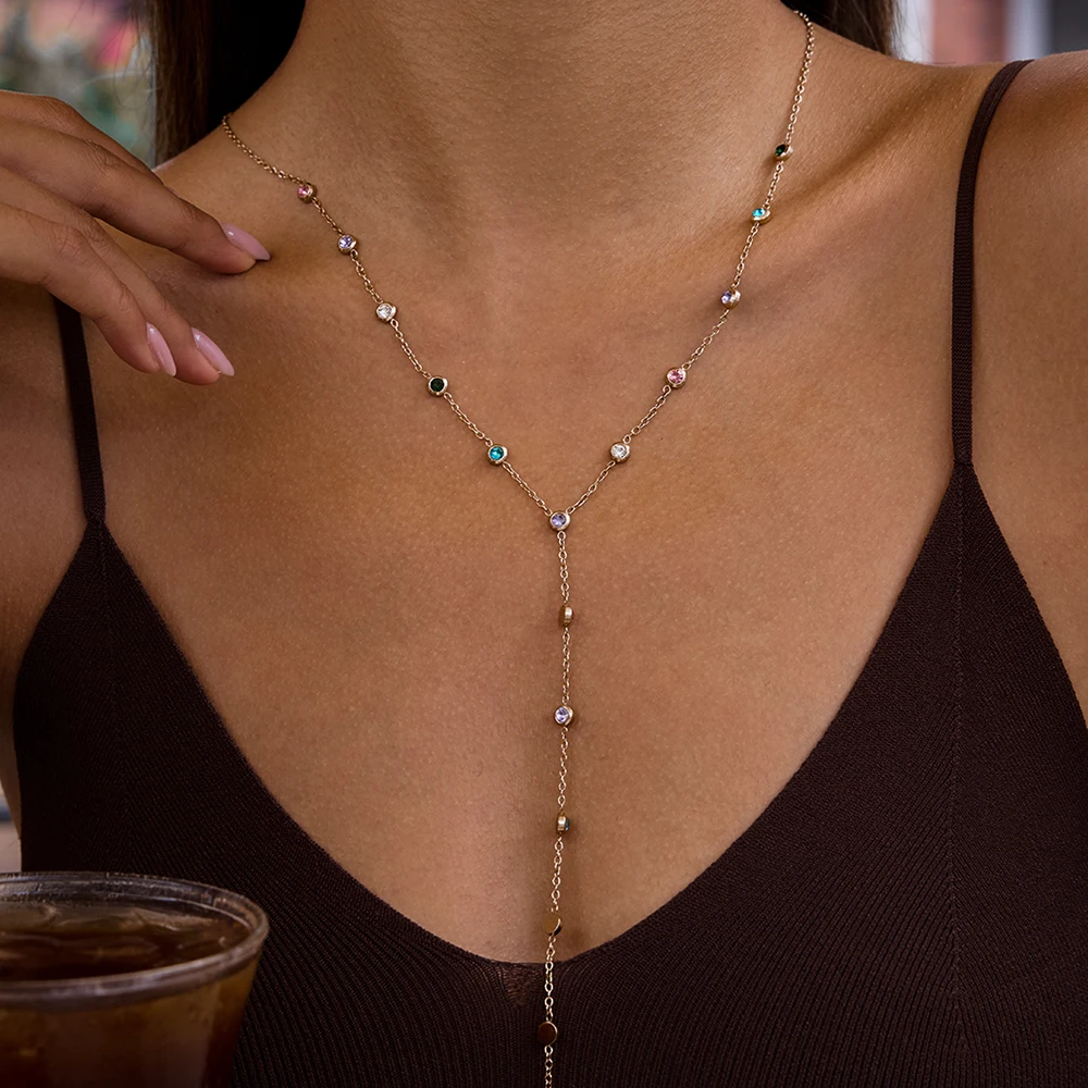 Vibrant Stainless Steel Y-Shaped Necklace 2 Vibrant Stainless Steel Y-Shaped Necklace - Image 2