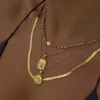 Gold-Tone Stainless Steel Layered Necklace for Women