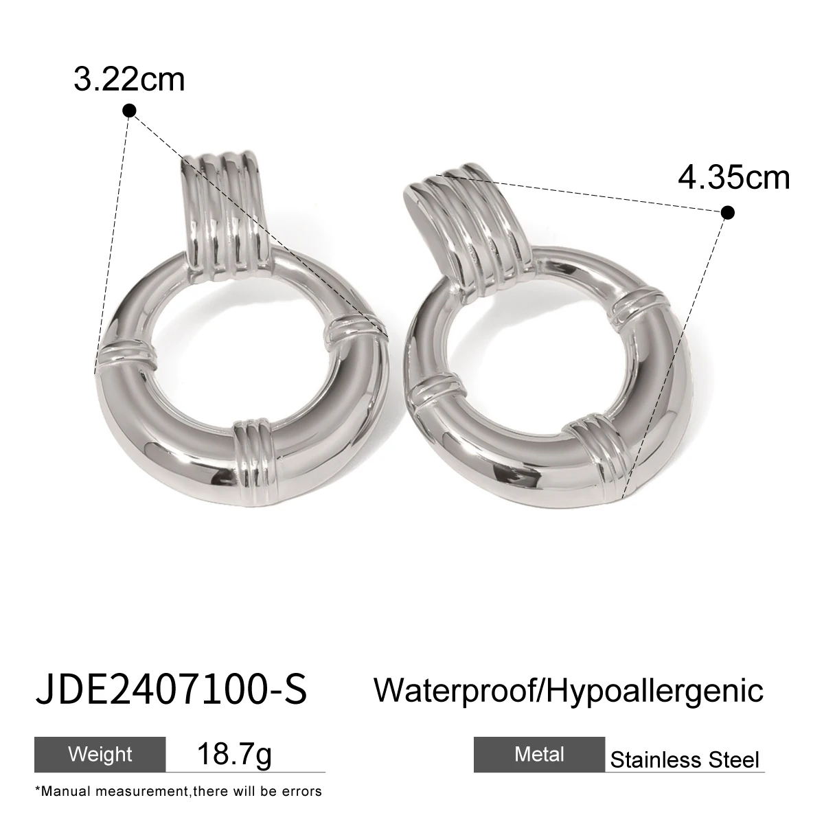 Stainless Steel Double Hoop Earrings 2407100 8 Stainless Steel Double Hoop Earrings 2407100 - Image 8