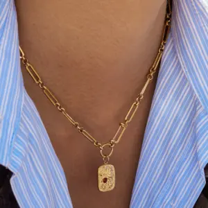 Elegant Gold-Tone Floral Stainless Steel Necklace 8 A5329df89d7454e3faecc2d7c3613513af