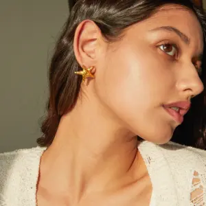 Stainless Steel Gold-Tone Star Earrings for Women 8 A59dd5b20aaf6417b80b1b1cd74d49149Q