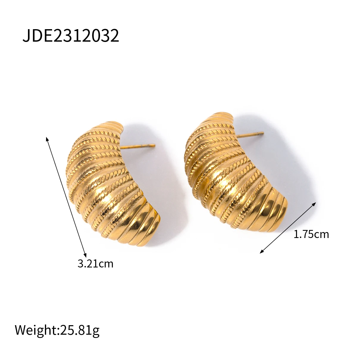 Stainless Steel PVD Gold Earring for Women 6 Stainless Steel PVD Gold Earring for Women - Image 6