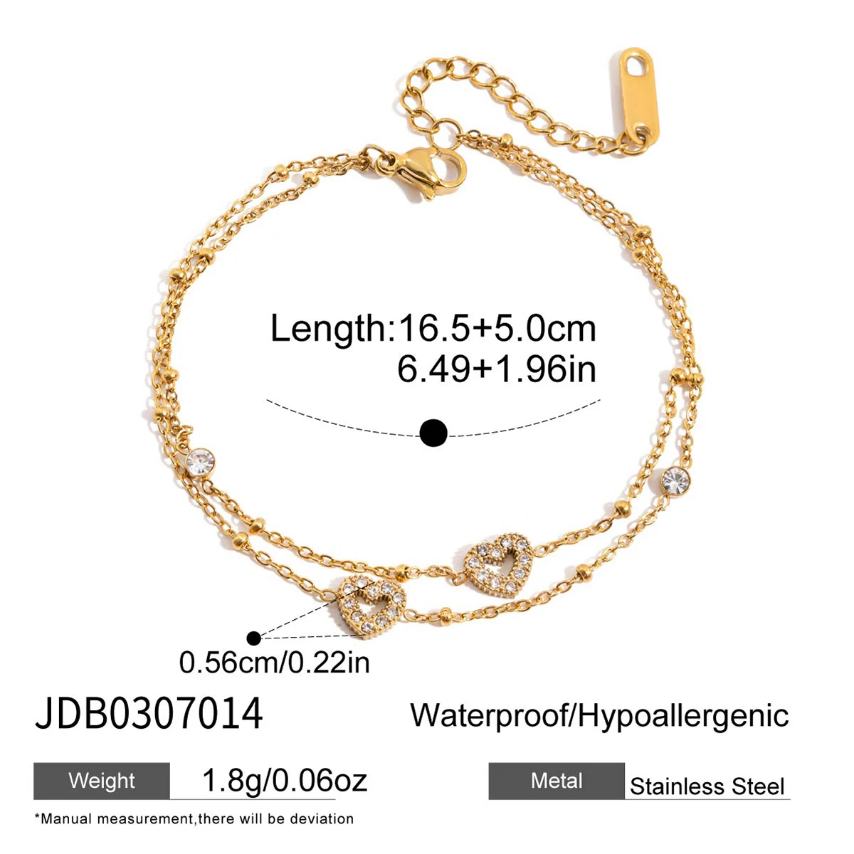 Elegant Gold-Tone Stainless Steel Beaded Bracelet 8 Elegant Gold-Tone Stainless Steel Beaded Bracelet - Image 8