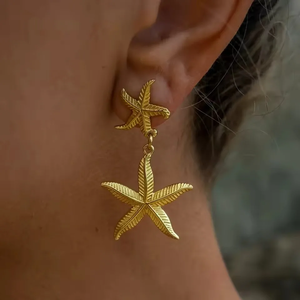 Stainless Steel Boho Starfish Earrings 2 Stainless Steel Boho Starfish Earrings - Image 2