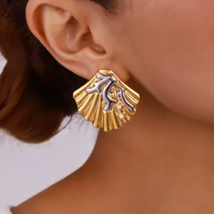 Sea-Inspired Gold Stainless Steel Earrings 9 A69562651abea4b249c1dbcad61d28b91W