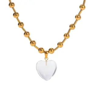 Women's Stainless Steel Gold Necklace with Beads 14 A6b8e7c91edcb4330ad15915b5b134d72P