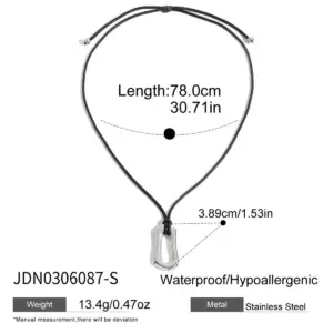 Stainless Steel Gold-Tone Necklace with Black Rope 14 A6d92e530b66246c1b9390b03dfb427ecj