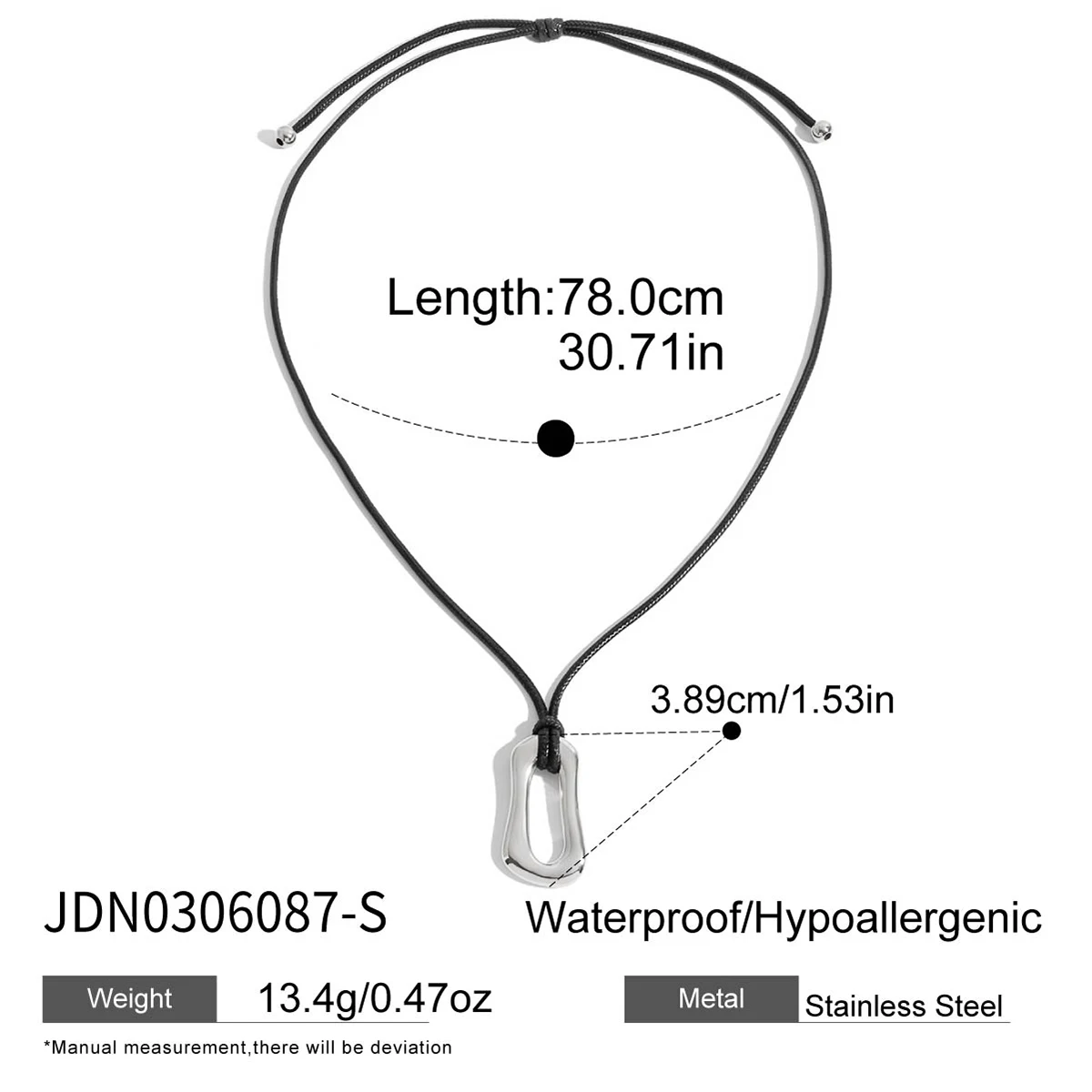 Stainless Steel Gold-Tone Necklace with Black Rope 7 Stainless Steel Gold-Tone Necklace with Black Rope - Image 7