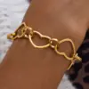 Gold Stainless Steel Heart Bracelet JDB0307022