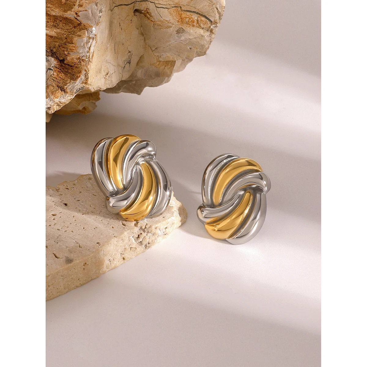 Stainless Steel Gold Square Earrings 4 Stainless Steel Gold Square Earrings - Image 4