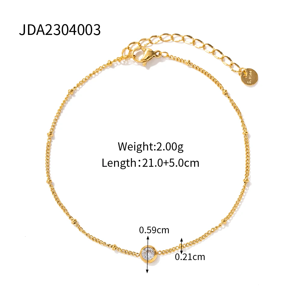 Stainless Steel Gold Anklet with Zircon Accent 5 Stainless Steel Gold Anklet with Zircon Accent - Image 5