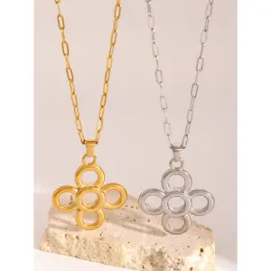 Stainless Steel Floral Pendant Necklace 9 A721adda9a0984f618300aca2327ca701O