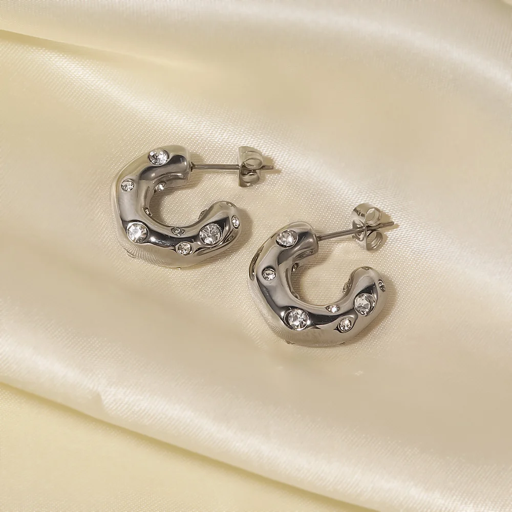 Stainless Steel Geometric Hoop Earrings 3 Stainless Steel Geometric Hoop Earrings - Image 3