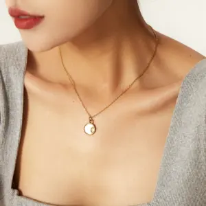 Celestial White Shell Stainless Steel Necklace 14 A782c5d5c277148f0a5fab561ff64d3da2