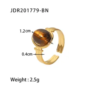 Gold-Textured Stainless Steel Adjustable Ring 16 A7a024d6a63b94f098492c46a3c53776c1