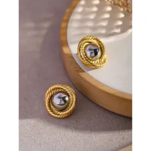 Vintage Gold Stainless Steel Round Stud Earrings 10 A7ab353794a574e8ebe8cafd68b4f581fR