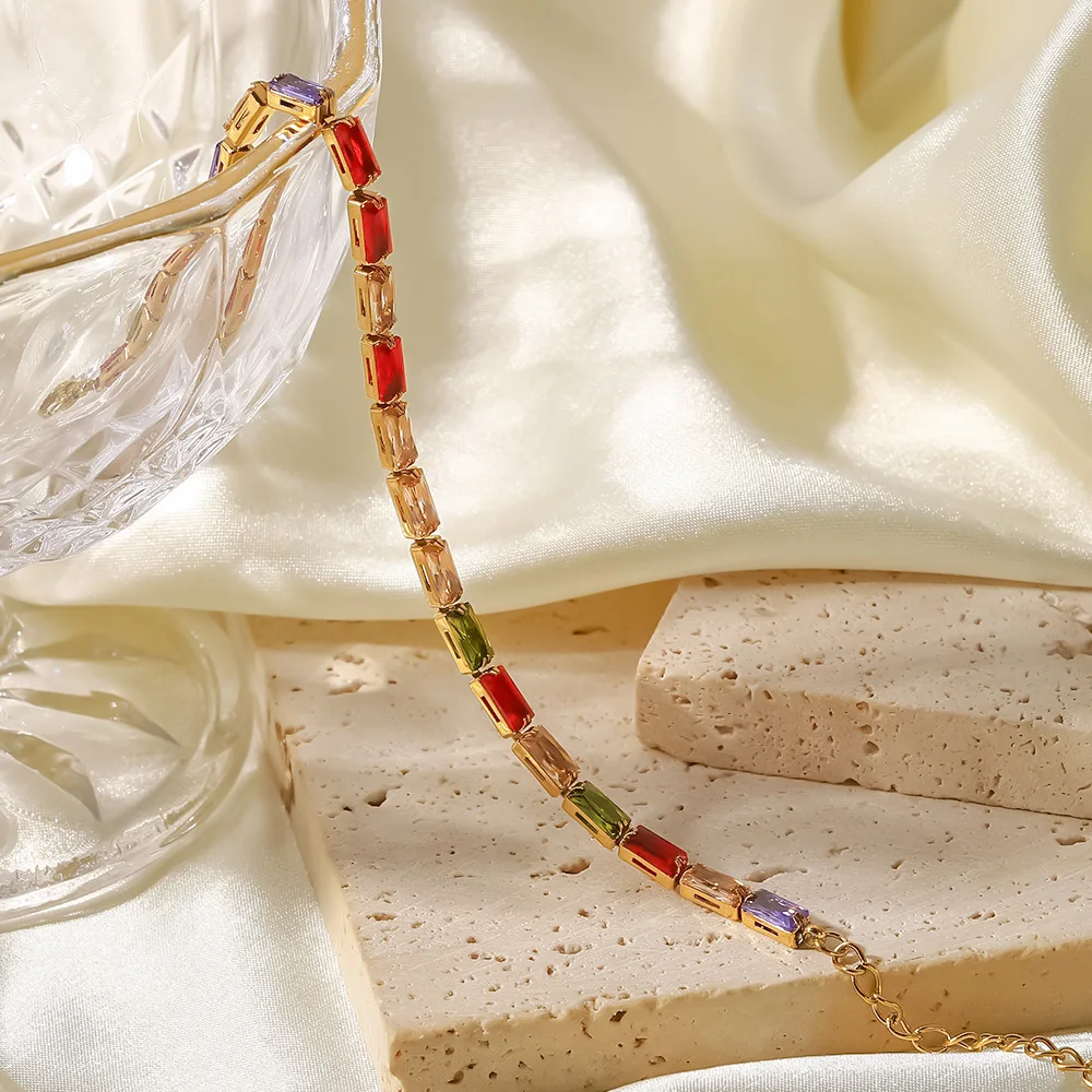 Vibrant Multi-Colored Rhinestone Stainless Steel Bracelet 3 Vibrant Multi-Colored Rhinestone Stainless Steel Bracelet - Image 3