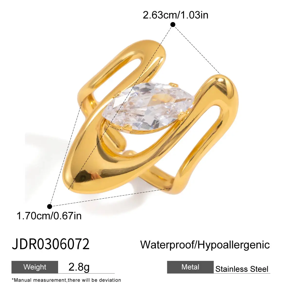 Stainless Steel Heart-Shaped Zirconia Ring 9 Stainless Steel Heart-Shaped Zirconia Ring - Image 9