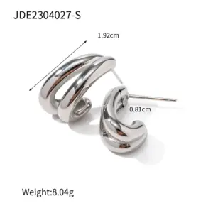 Stainless Steel Double-Layer CC Hoop Earrings 11 A83cd0d16652e42c9b4936c3ce50ba136f