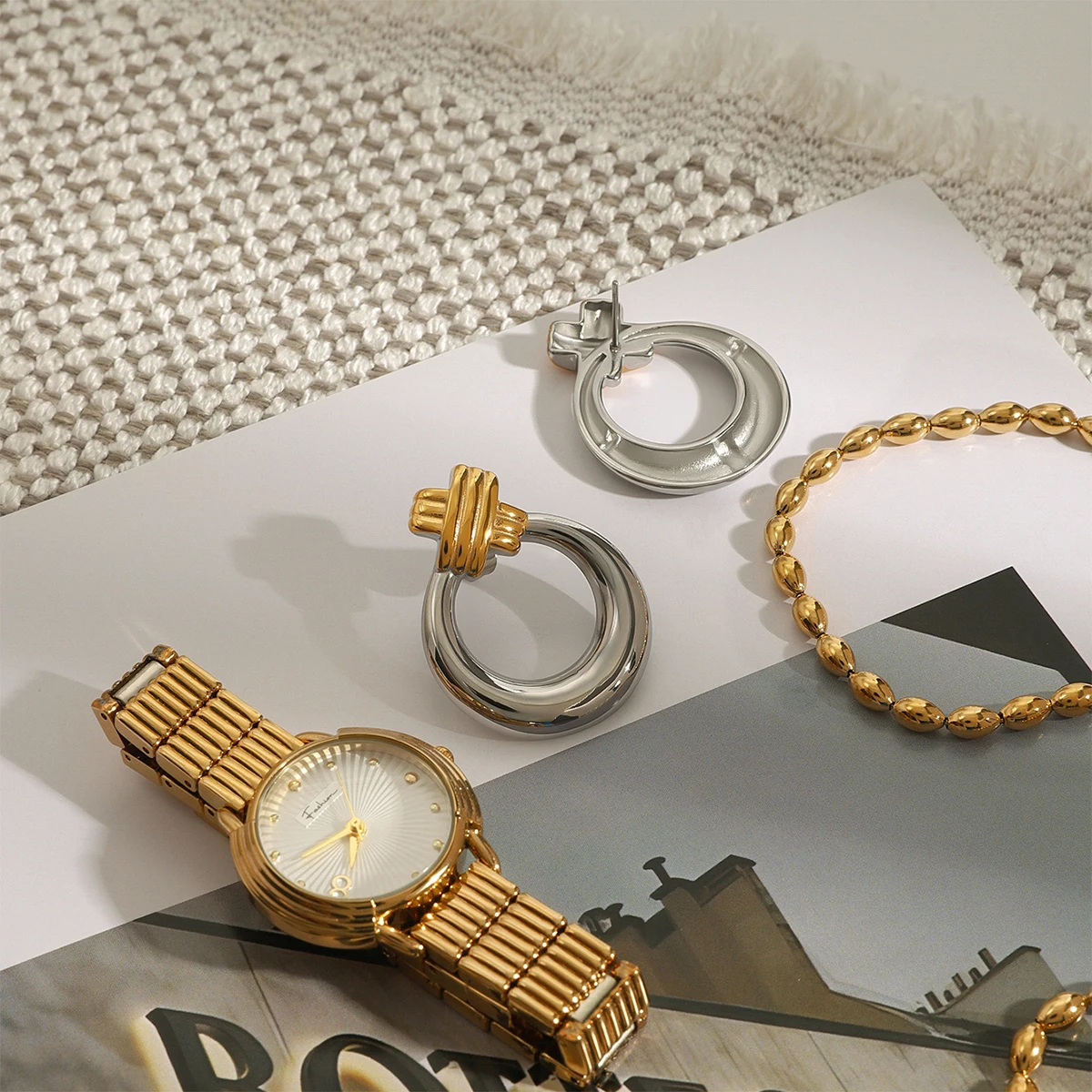 Vintage Stainless Steel Gold Knot Earrings 5 Vintage Stainless Steel Gold Knot Earrings - Image 5