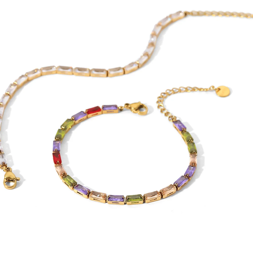 Vibrant Multi-Colored Rhinestone Stainless Steel Bracelet 5 Vibrant Multi-Colored Rhinestone Stainless Steel Bracelet - Image 5