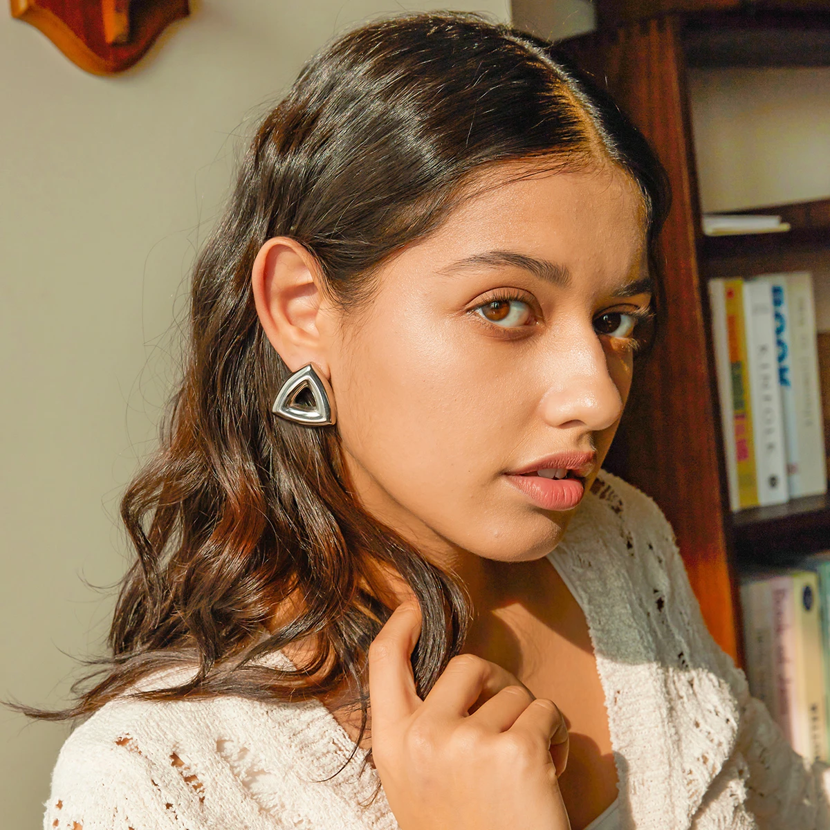 Stainless Steel Gold Triangle Earrings 4 Stainless Steel Gold Triangle Earrings - Image 4