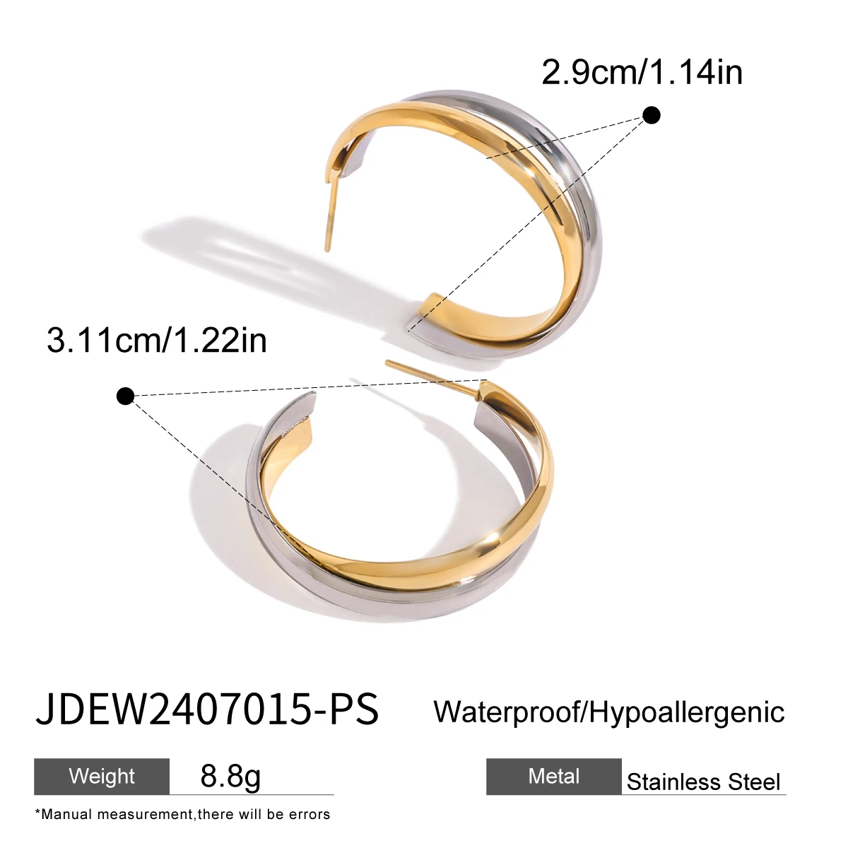 Mixed Metal Stainless Steel Hoop Earrings 6 Mixed Metal Stainless Steel Hoop Earrings - Image 6