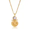 Elegant Stainless Steel Gold-Tone Pearl Necklace