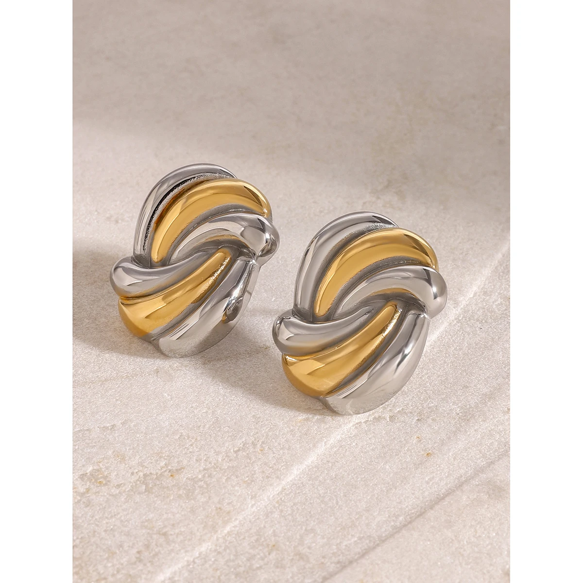 Stainless Steel Gold Square Earrings 6 Stainless Steel Gold Square Earrings - Image 6