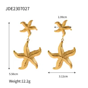 Stainless Steel Gold Starfish Earrings for Women 13 A90bbcf76f65841bb80e3b140eb6f5b21W