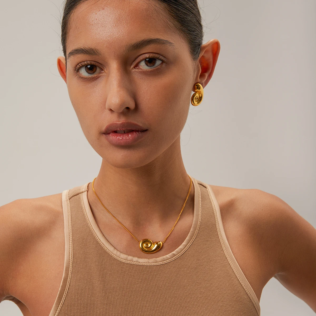 Stainless Steel Gold Spiral Hoop Earrings 3 Stainless Steel Gold Spiral Hoop Earrings - Image 3