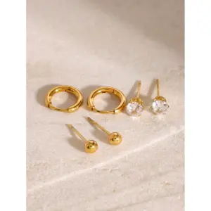 Stainless Steel Gold Earrings Set JDE2409032 9 A92388866c1e54ac497b330a35ff6f3b1C