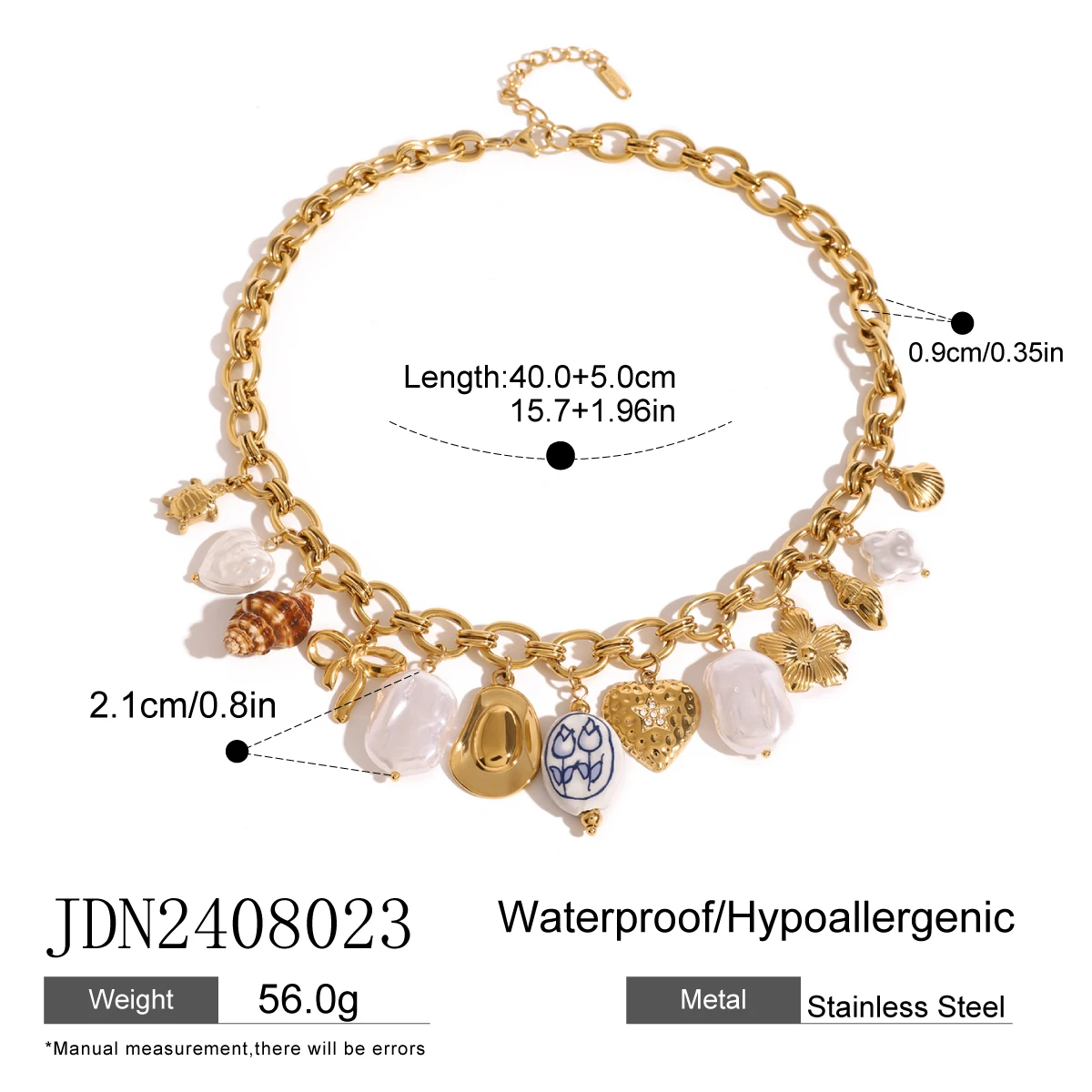 Gold Stainless Steel Jewelry Set with Charms 8 Gold Stainless Steel Jewelry Set with Charms - Image 8