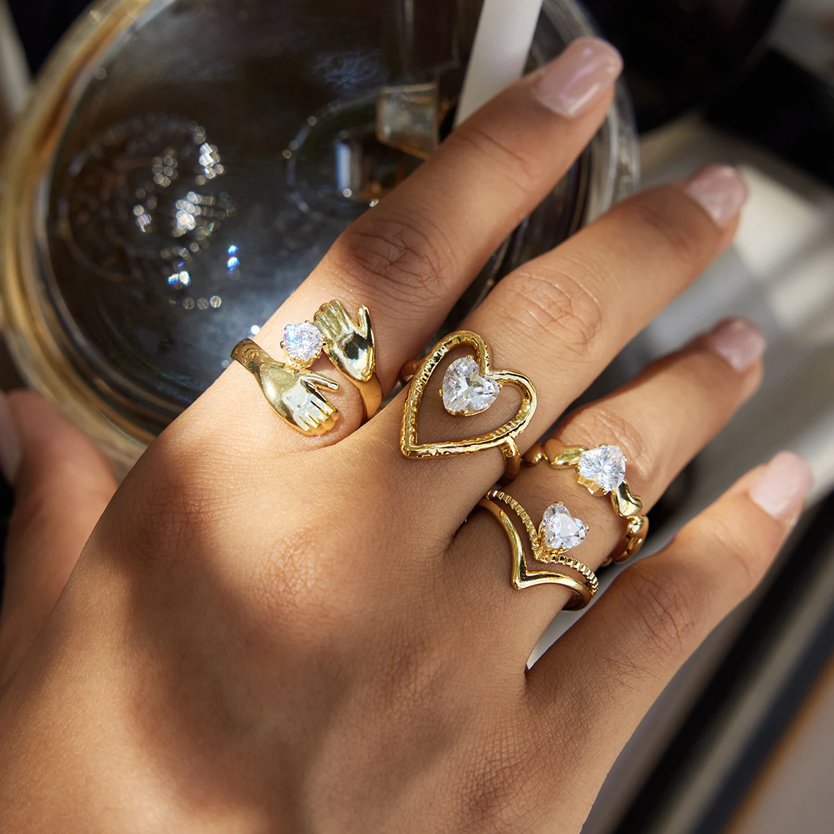 Stainless Steel Friendship Ring with Zirconia 3 Stainless Steel Friendship Ring with Zirconia - Image 3