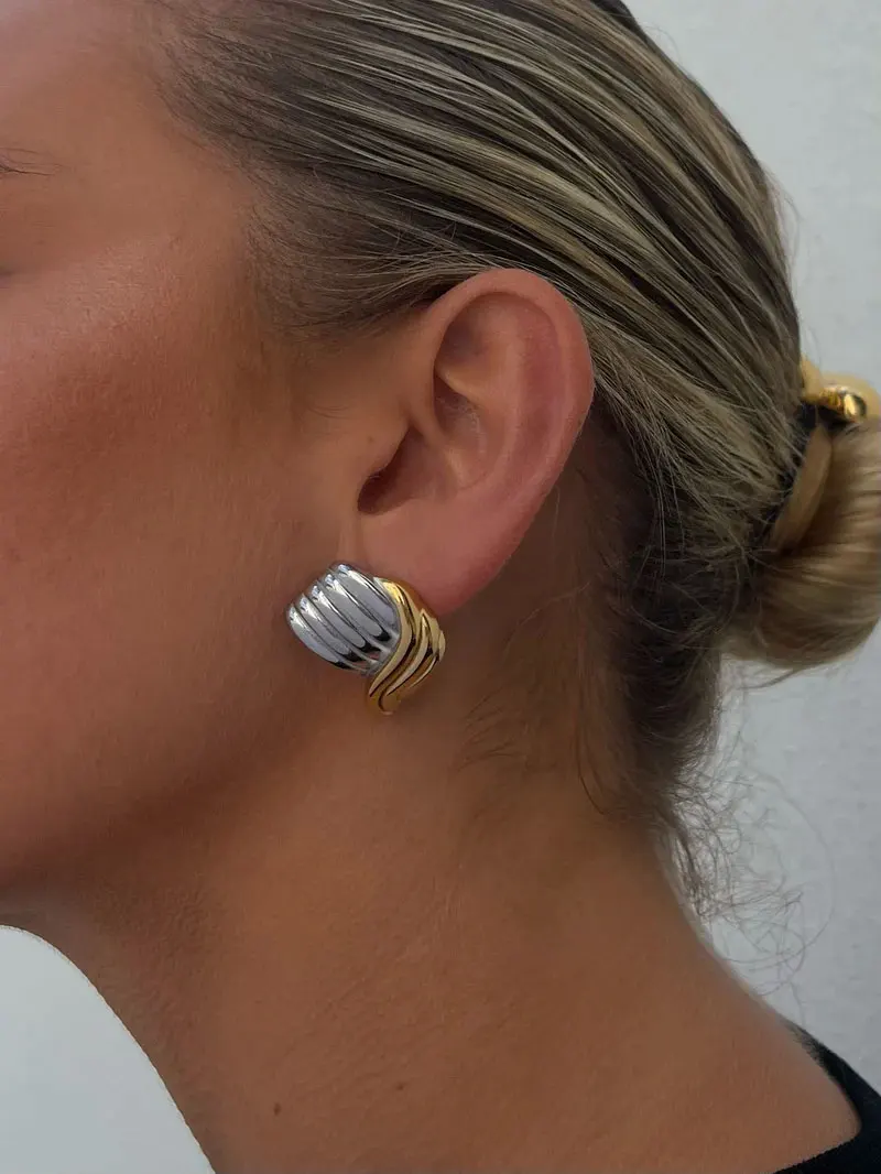 Stainless Steel Waves Earrings for Women 2 Stainless Steel Waves Earrings for Women - Image 2