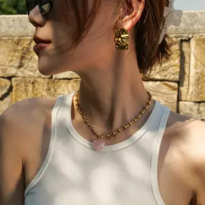 Women's Stainless Steel Gold Necklace with Beads 9 A9a4e8f791a2a4b2f84c9b137345ccc32E