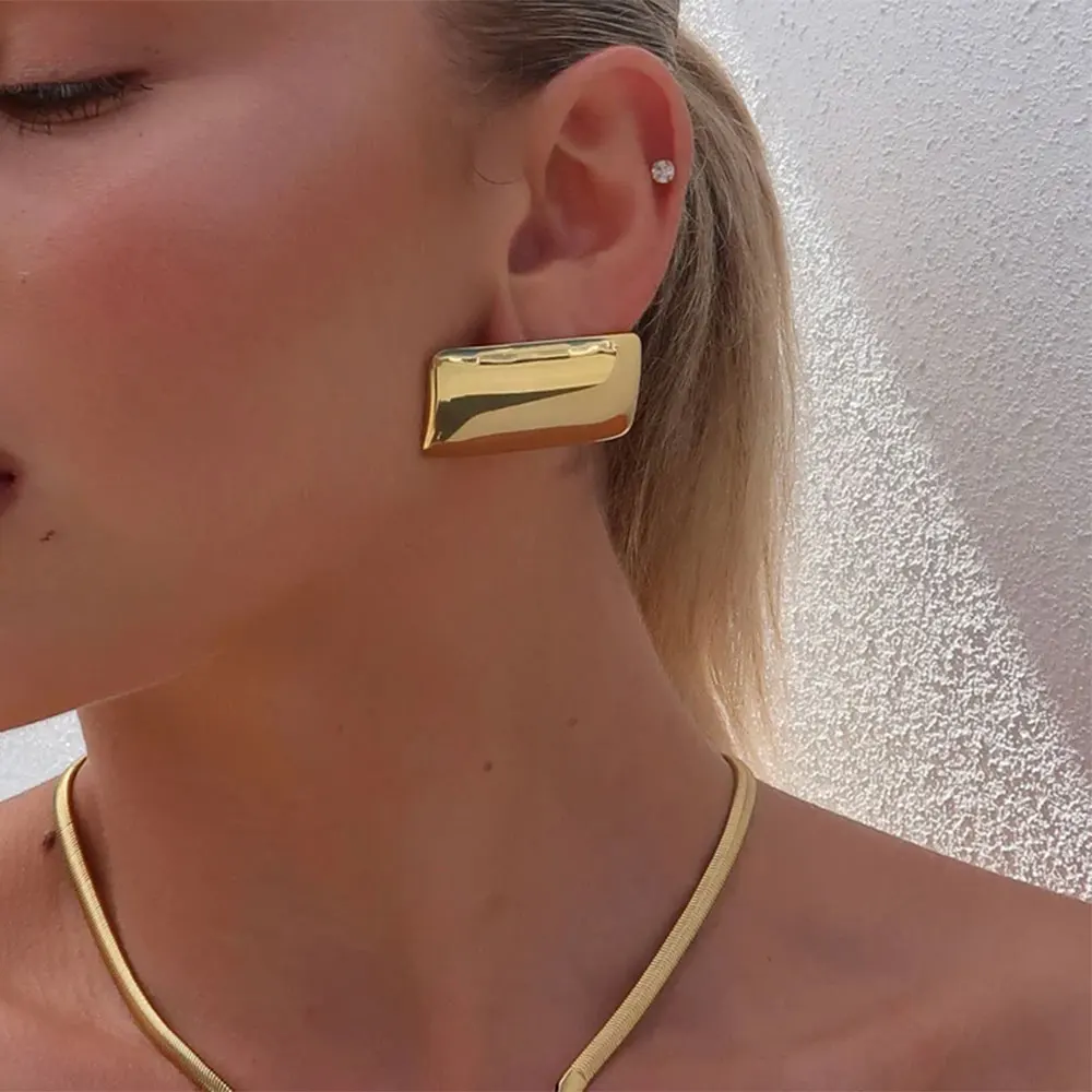 Stainless Steel Rectangular Earrings for Women 3 Stainless Steel Rectangular Earrings for Women - Image 3